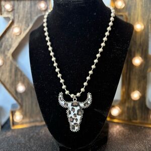 “NEW” 18” Ball Chain Cowprint Necklace